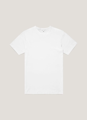 Basic Apparel Men's Sea Island Cotton T-shirt in White Cozy Vibe Wear Stretch Knit Men's Sea Island Cotton T-shirt in White