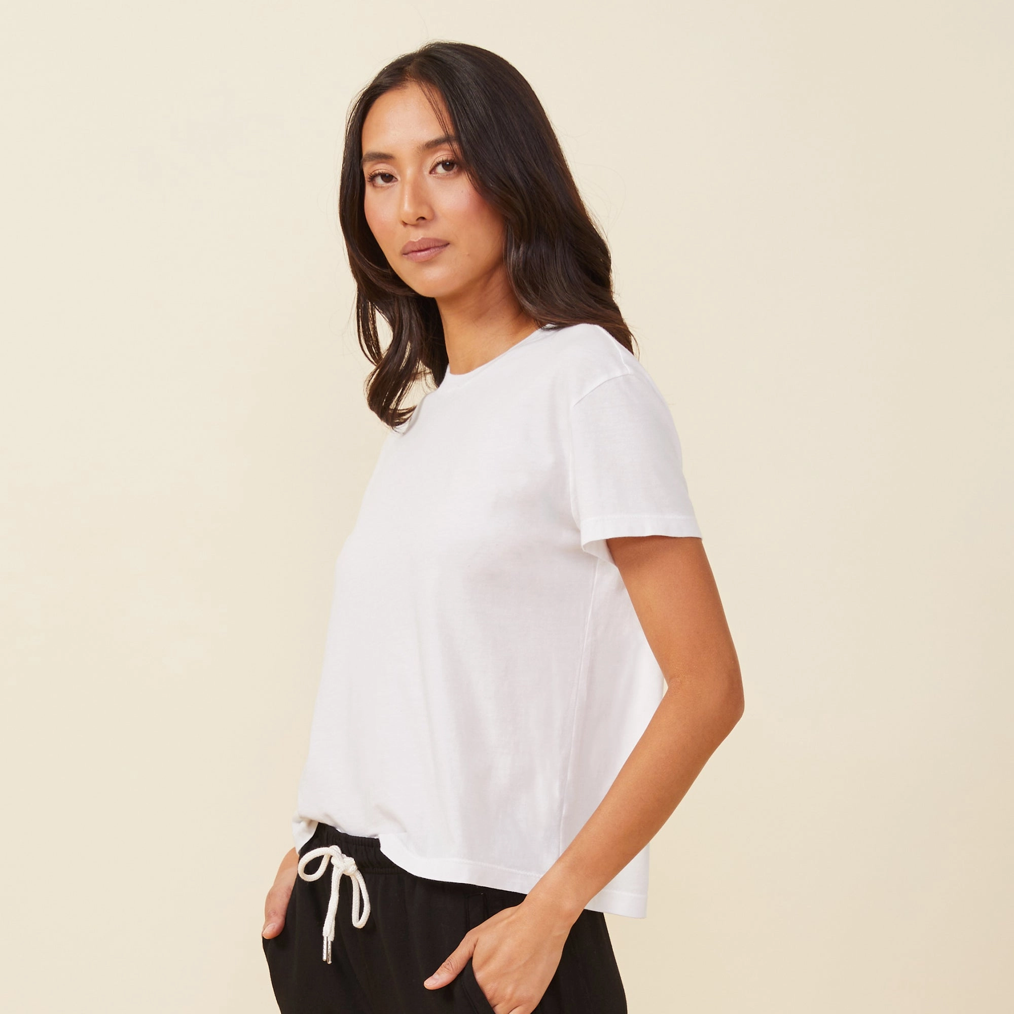 Basic Crew Neck Tee HighNeck Drop Shoulder Design