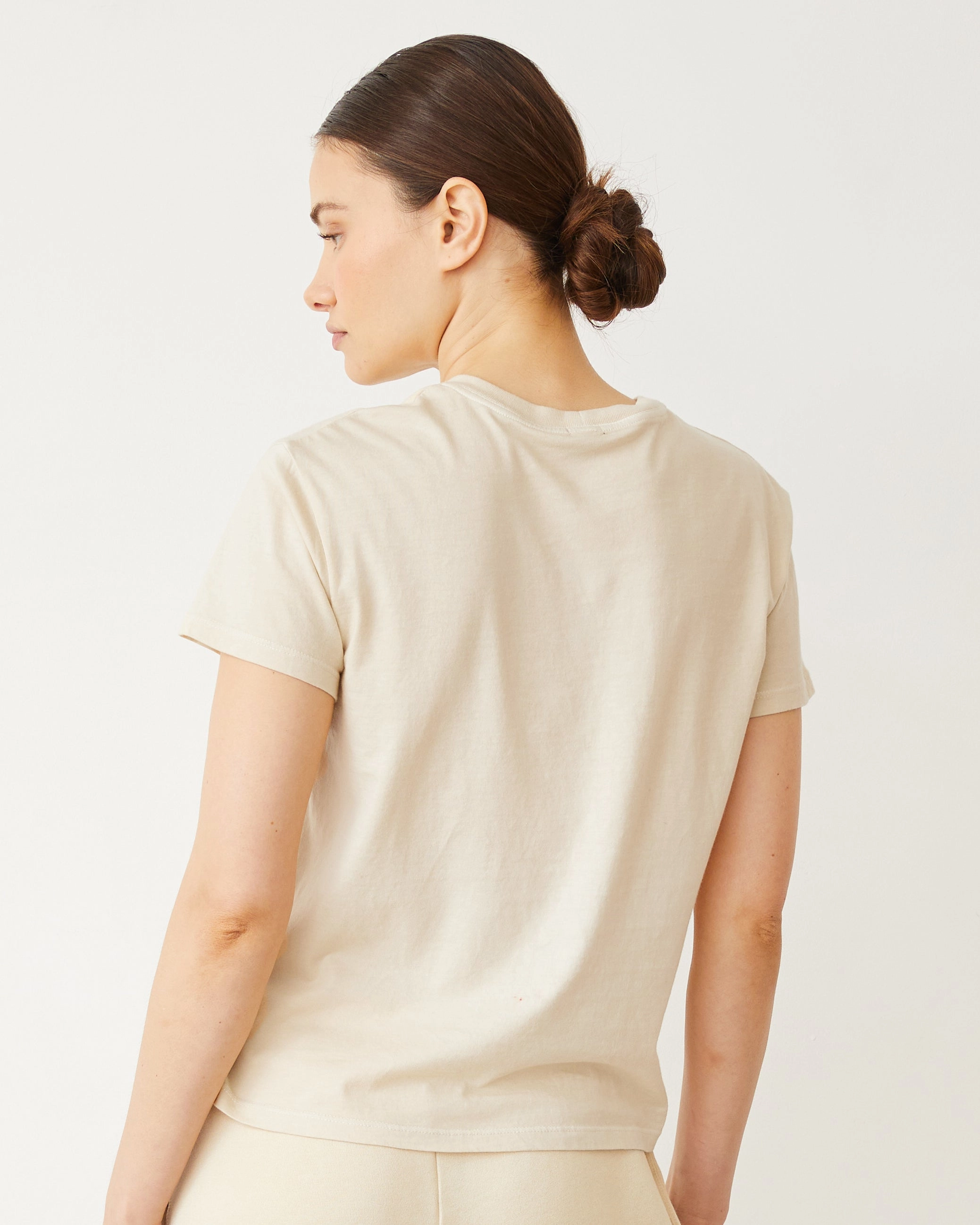 Elasticated Hem Durable Blend Basic Crew Neck Tee