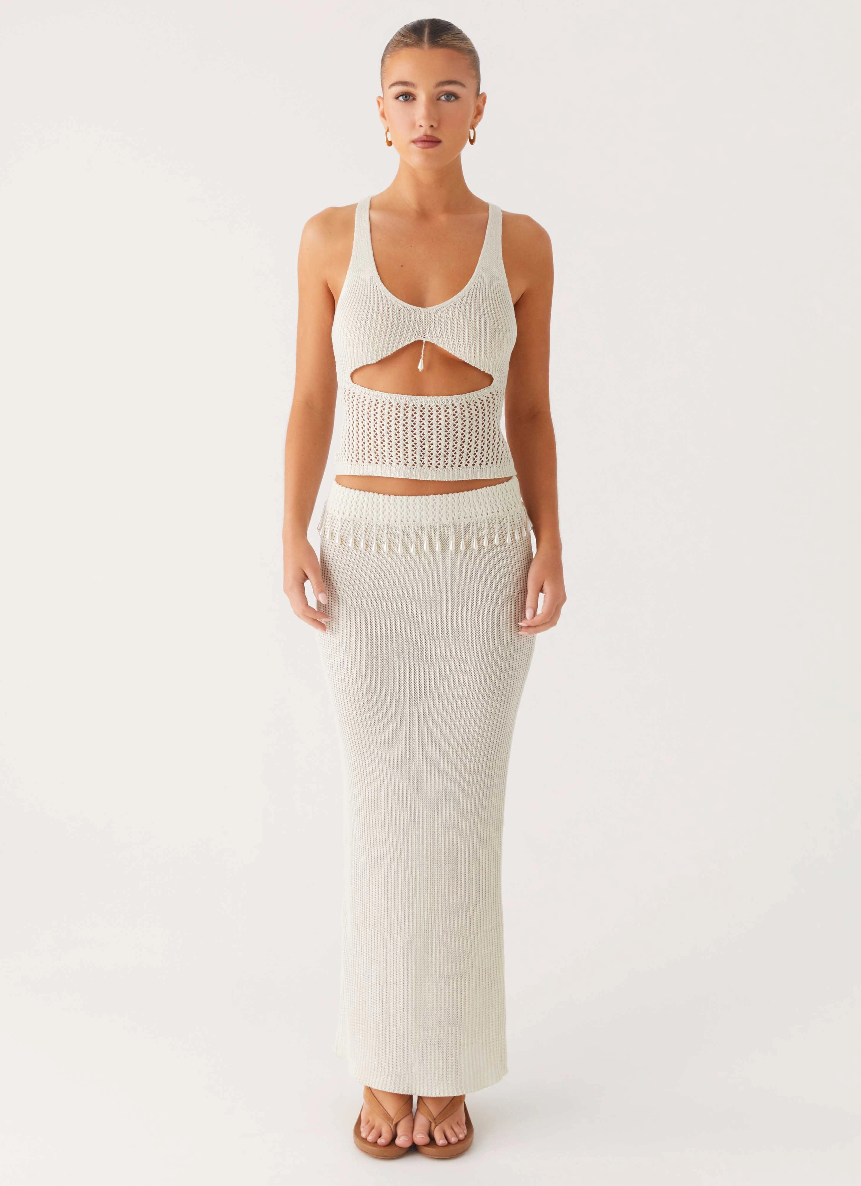 Basilia Knit Top - Off White Soft Texture