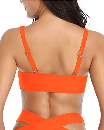 Bathing Suit Ruffle Flounce Swimsuit Top-Neon Orange