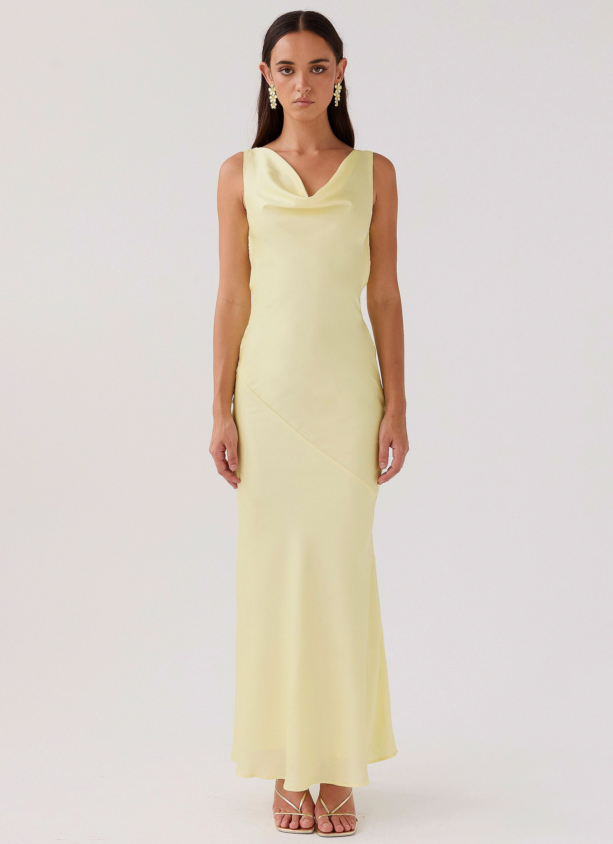 Relaxed Waist Be Mine Satin Maxi Dress - Canary