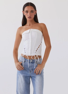 Be My Soulmate Bustier Top - White HighCollarOption Water resistant coating Be My Soulmate Bustier Top - White