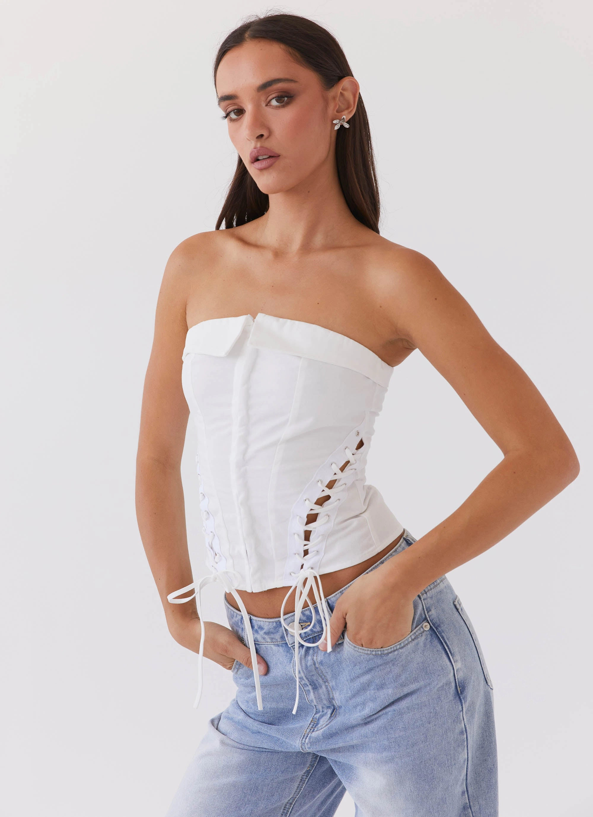 Summer Polo Be My Soulmate Bustier Top - White