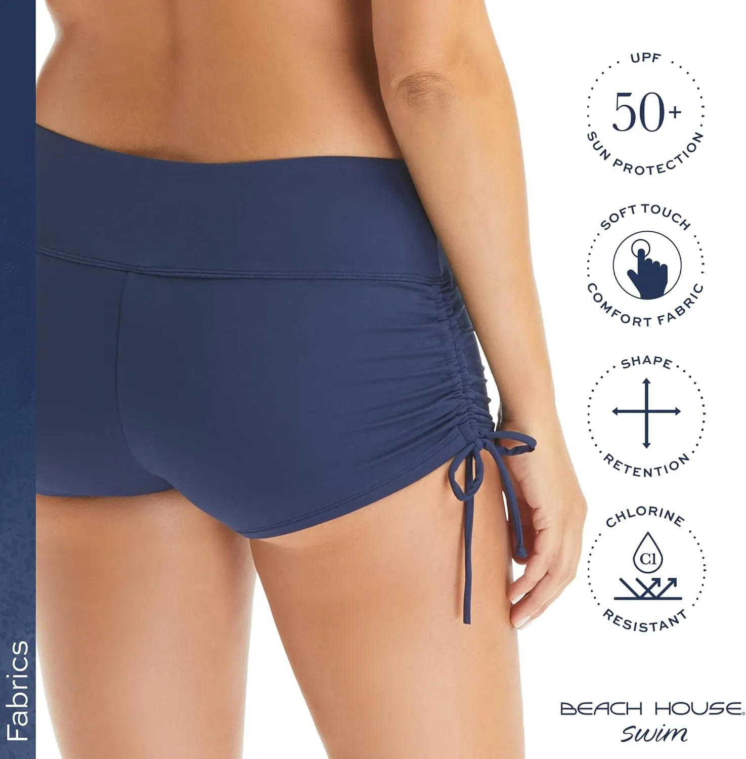 BEACH HOUSE Side Tie Bikini Swimsuit Shorts - Modest High Waisted Swim Bottom
