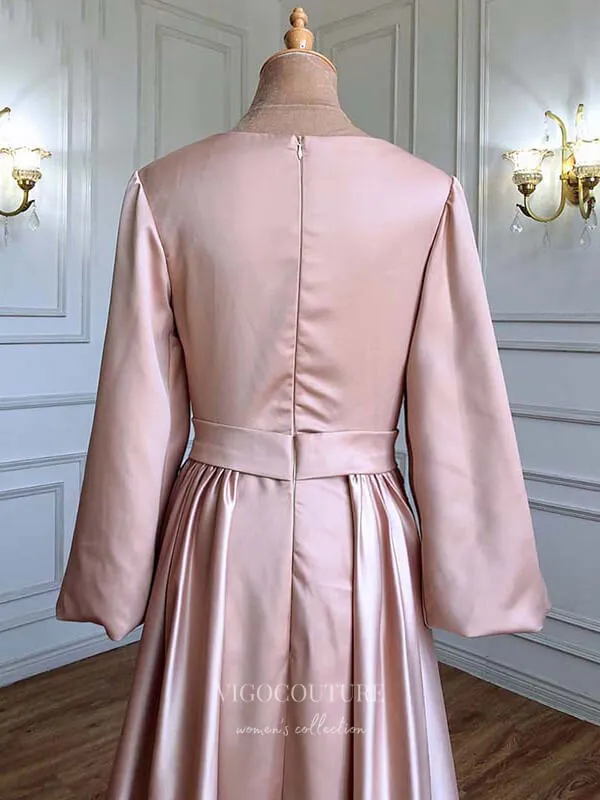 Beaded Satin Prom Dresses Long Sleeve Formal Dresses 21221