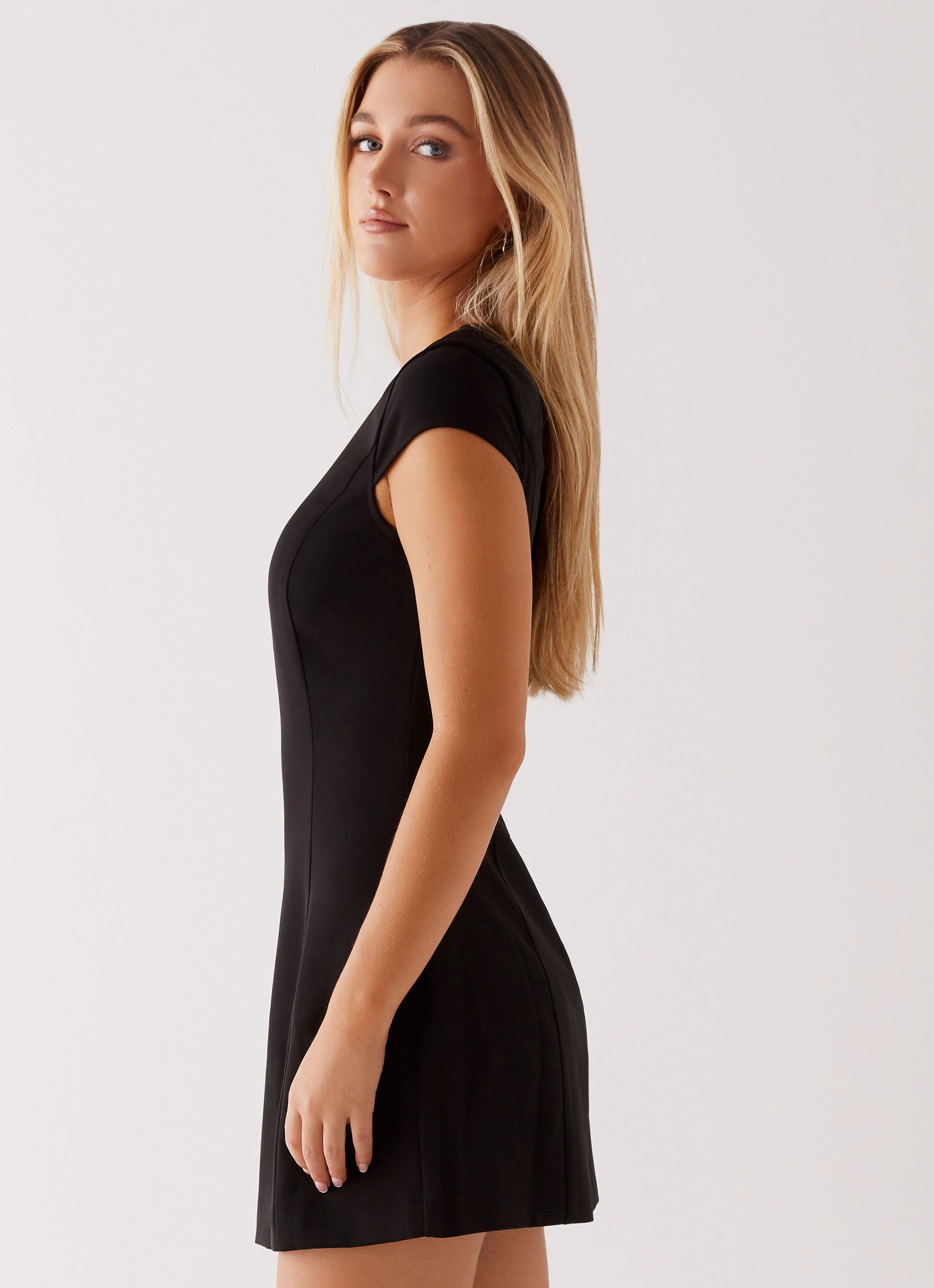 Hidden-Pocket Tia Mini Dress - Black