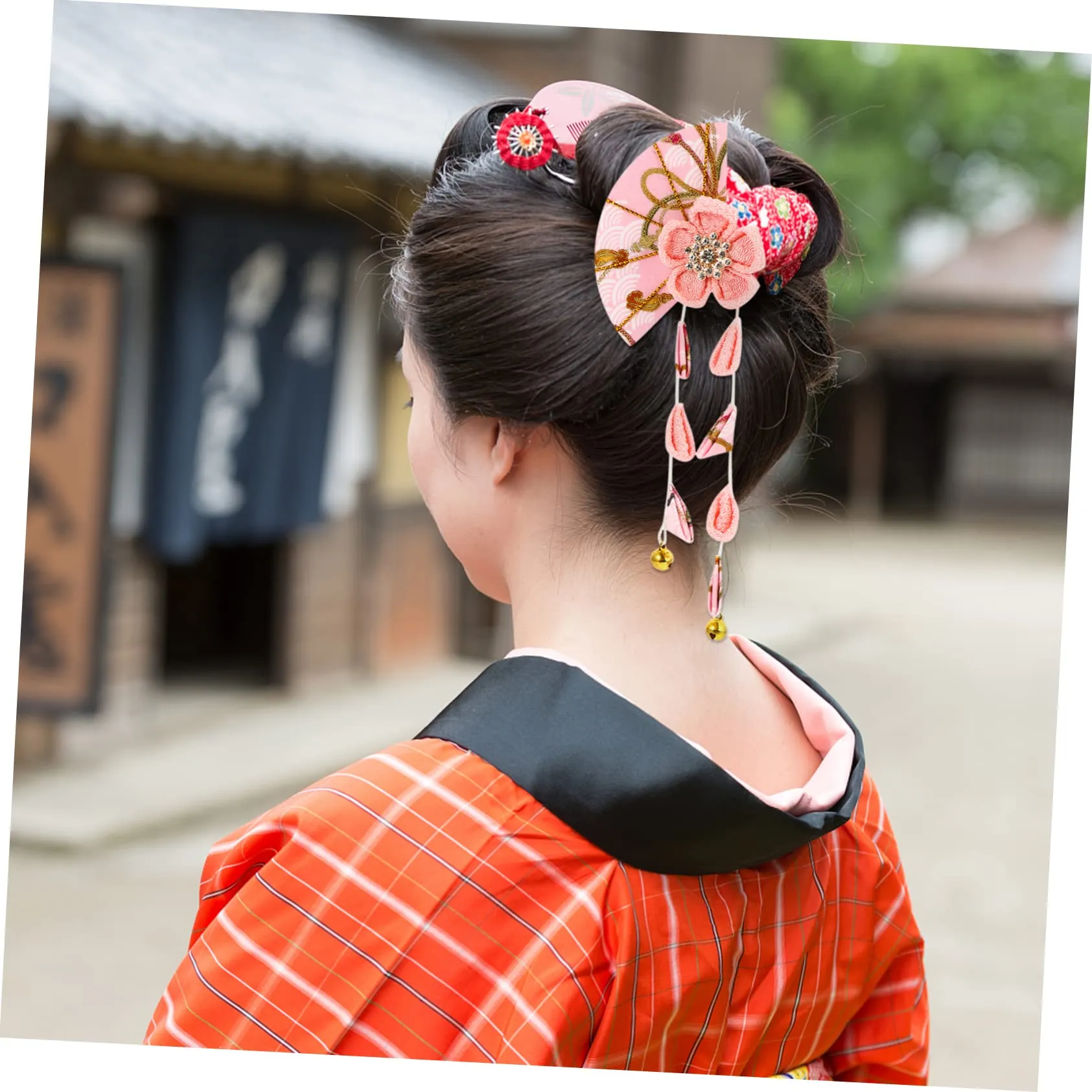 Beatifufu 1pc Japanese Style Headgear Japanese Hair Pin Toilet Stickers Decals Flower Jewelry Goody Hair Clips for Women Japanese Hair Accessories Alloy Cloth Flowers Bathrobe
