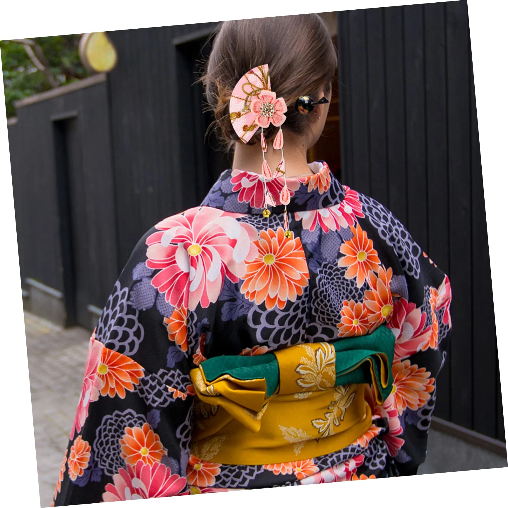 Beatifufu 1pc Japanese Style Headgear Japanese Hair Pin Toilet Stickers Decals Flower Jewelry Goody Hair Clips for Women Japanese Hair Accessories Alloy Cloth Flowers Bathrobe