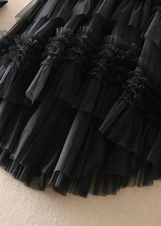 Beautiful Khaki asymmetrical design Tulle Tiered Fall Skirt