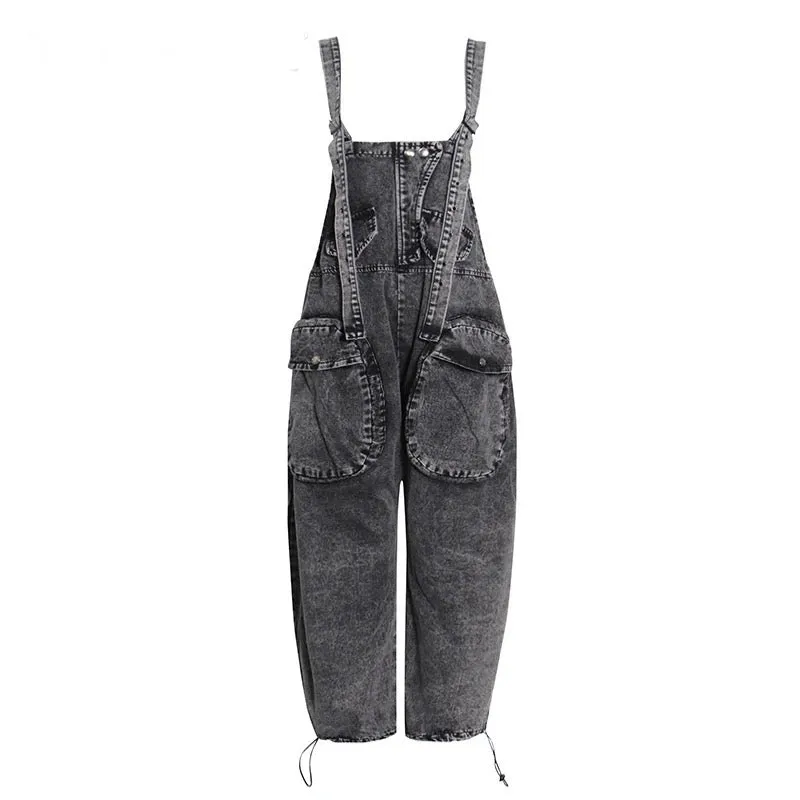 BEBLESSED - SUPER BAGGY ACID VINTAGE WASH DENIM JUMPSUIT HALEM PANTS