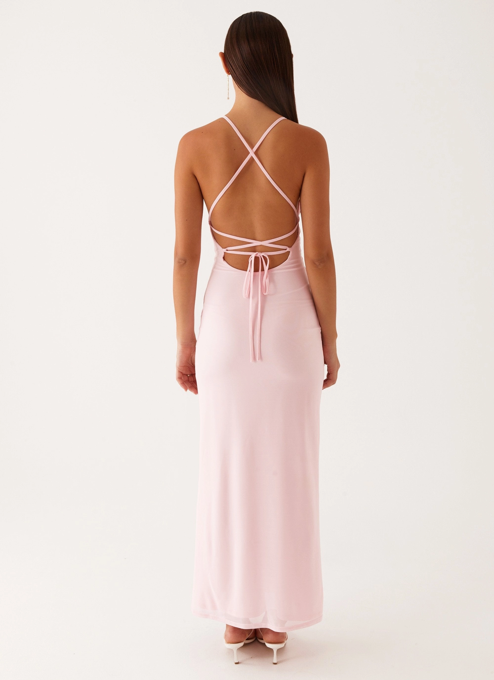 Beki Beaded Mesh Maxi Dress - Pink Refined Vibe