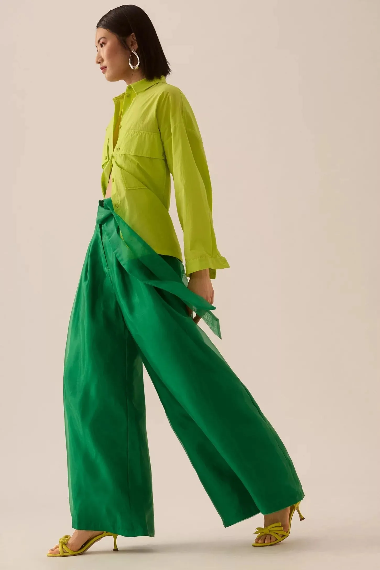 Training Wear Belted Wide-Leg Pants - Poison Ivy