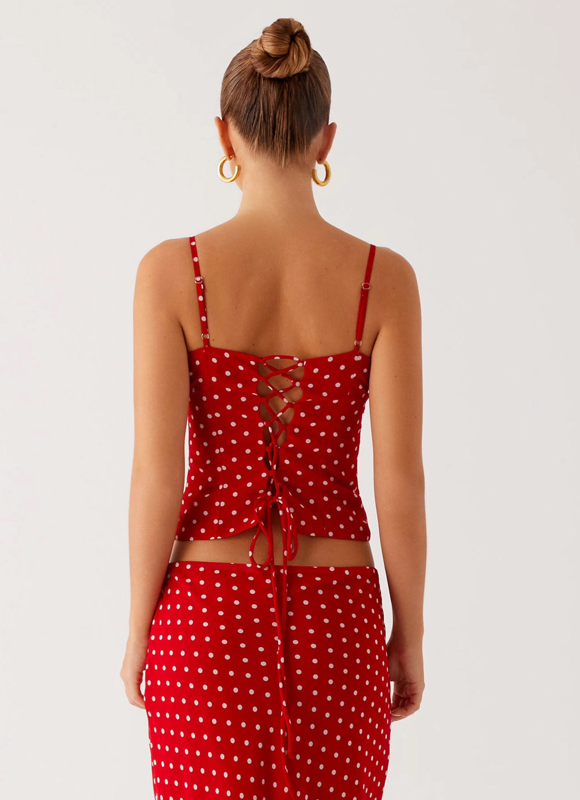 Bendita Top - Red Polka Dot SeamFree Knitting EcoFriendlyMaterial