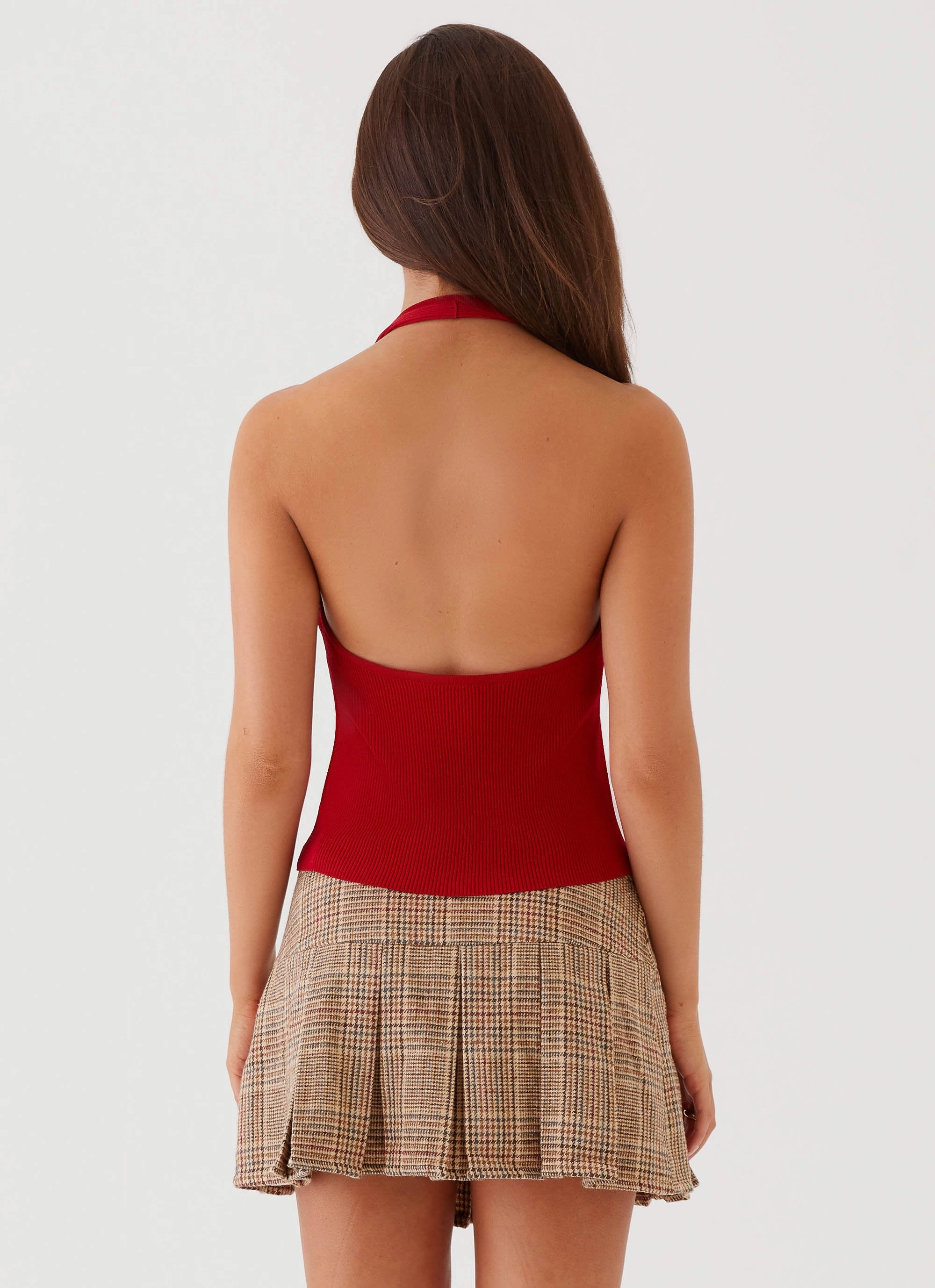 Workout Apparel Bettie Knit Halter Top - Red