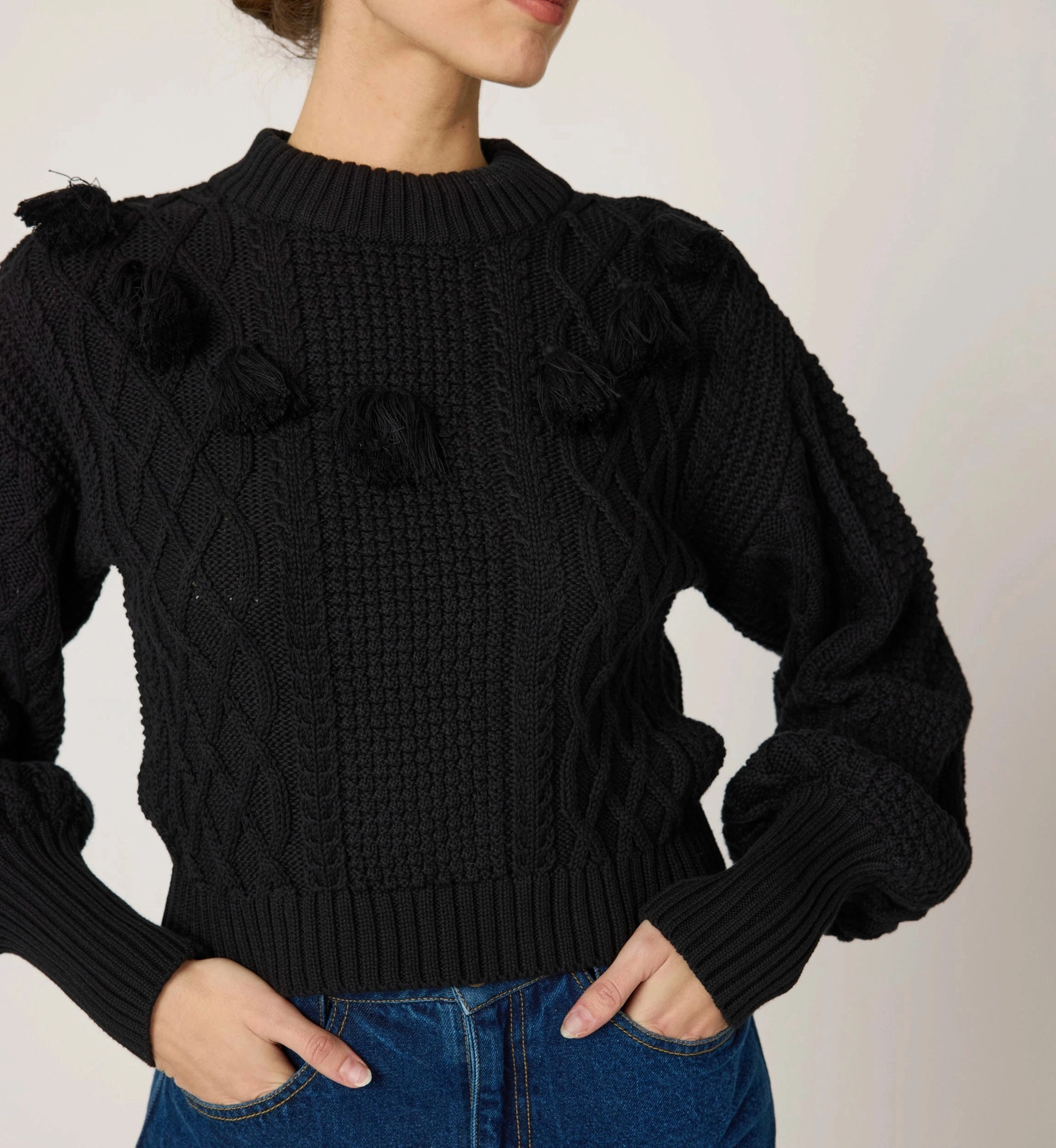 Garment Dyed Finish Bettina Sweater | Black