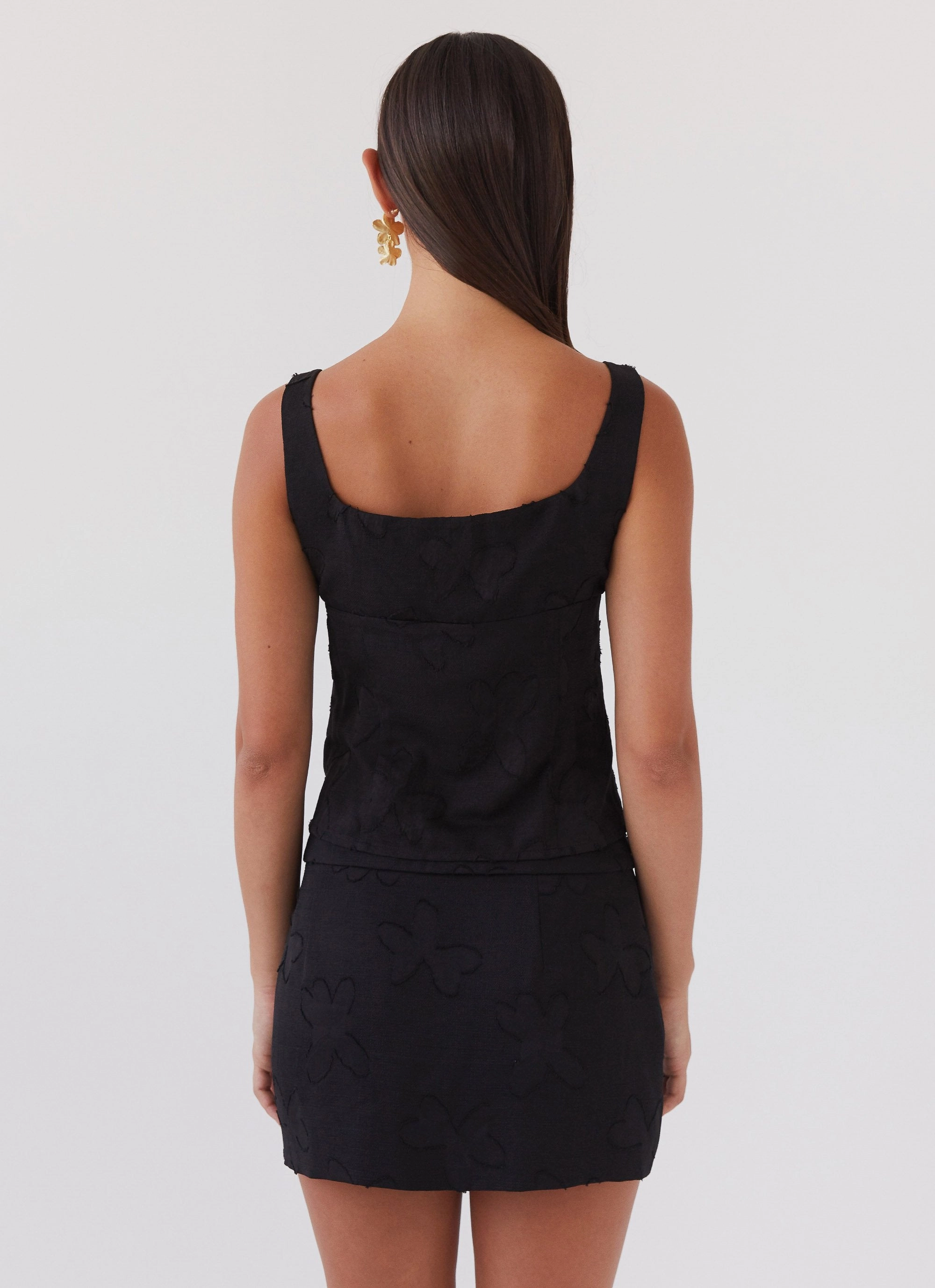 Bianka Tie Top - Black Petal SleevelessOption