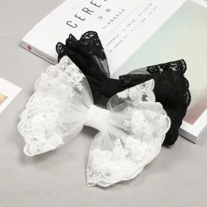 Big Bow - Black or White Lace Flower Hair Clips - Women - Girls - Hair Accessories