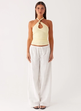 Bille Low Rise Pants - White Cool Feel Organic Cotton Bille Low Rise Pants - White