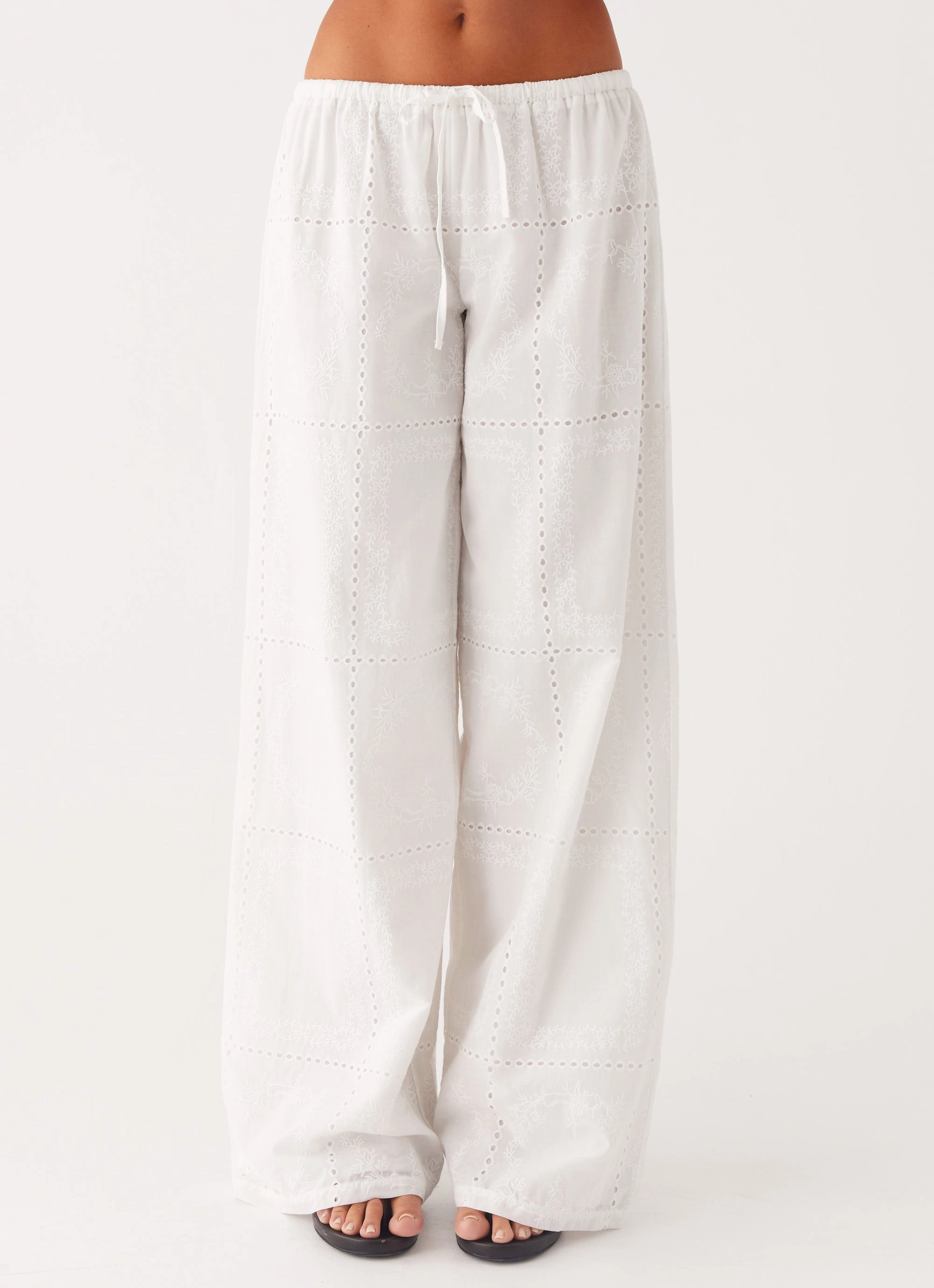 Bille Low Rise Pants - White AntiSlipWaistband