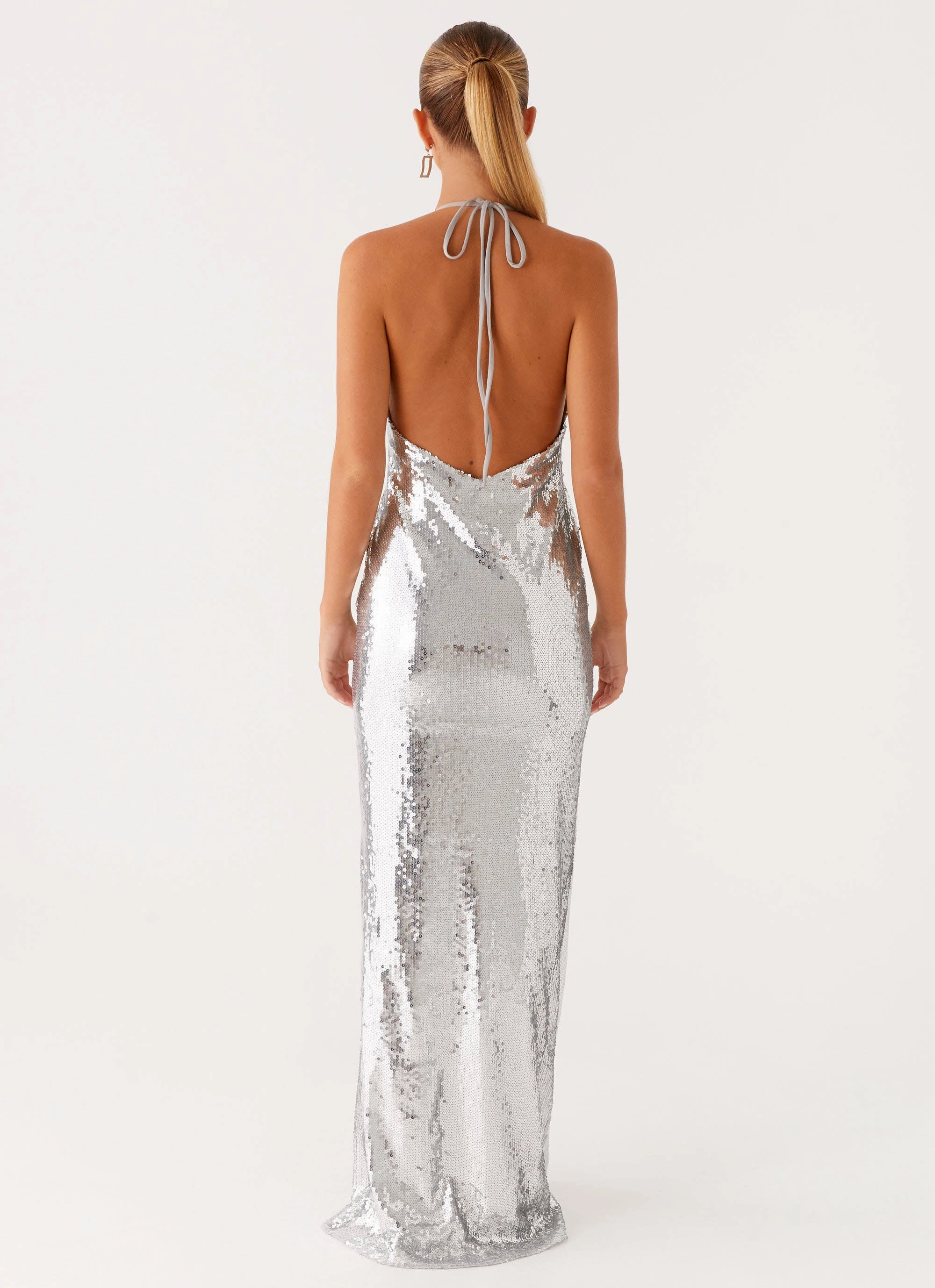 Fit Mood Billions Sequin Maxi Dress - Mirror Silver