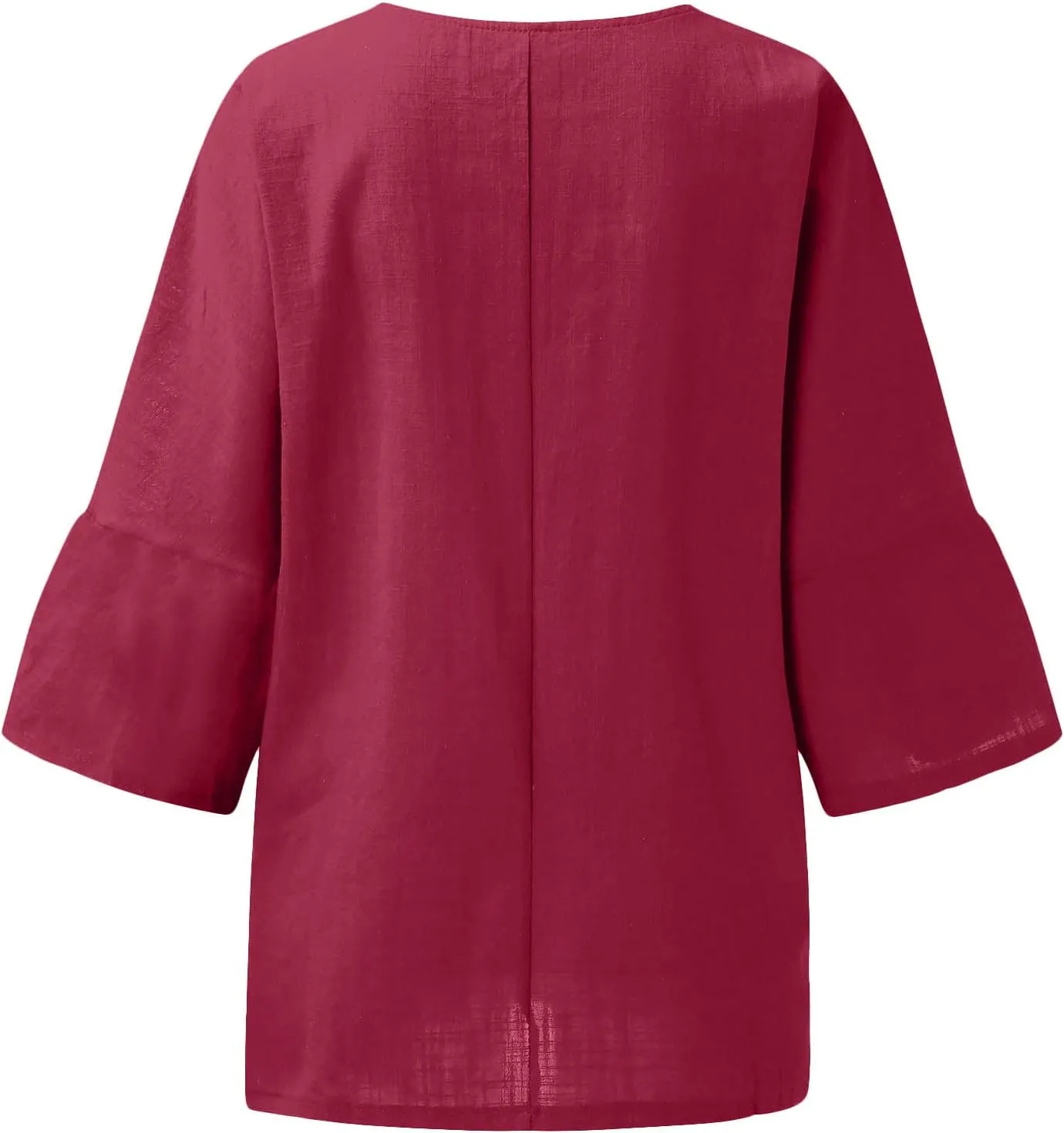 Binmer Plus Size Summer Linen Tops for Women 2024 Trendy Short Sleeve T-Shirts Loose Solid V Neck Tee Side Split Blouse S-5XL