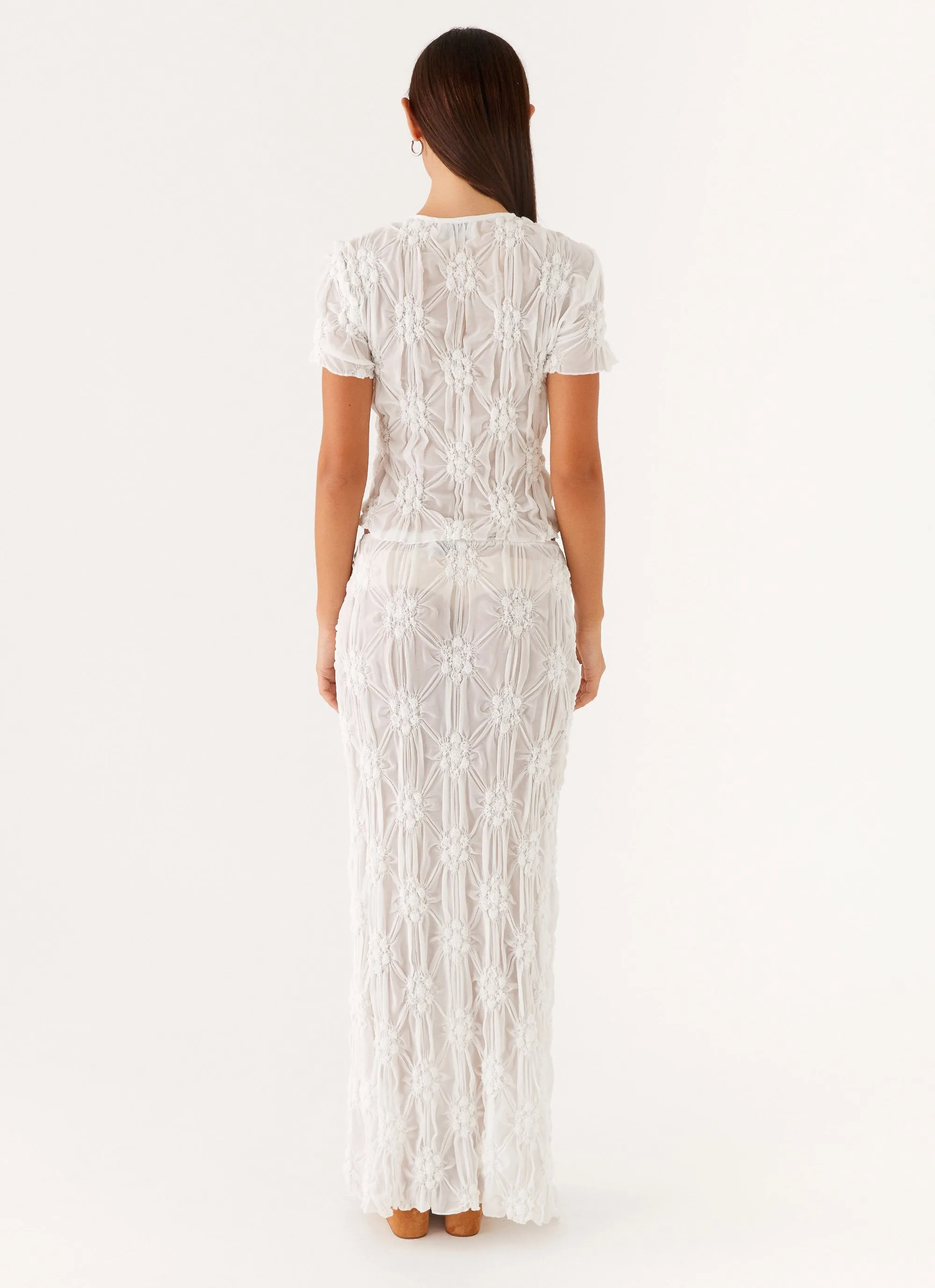 Anti Slip Waistband OrganicCottonBlend Effortlessly Low Rise Maxi Skirt - Ivory