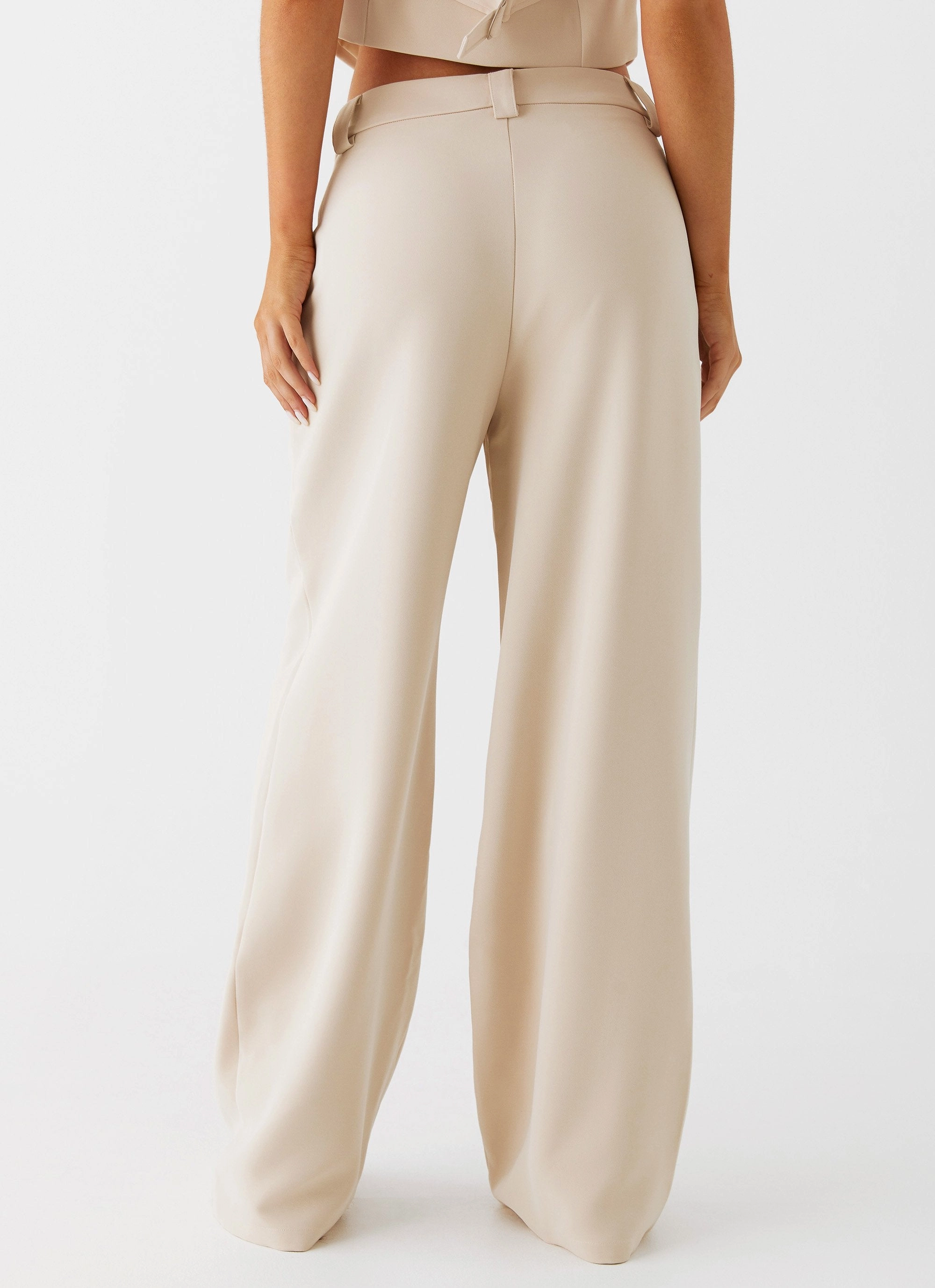 Midnight City Suit Pants - Beige Contoured Panel Design Breathable Comfort