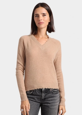 Biodegradable Fibers Minnie Rose Cashmere Frayed Edge Cropped V-Neck Sweater Minnie Rose Cashmere Frayed Edge Cropped V-Neck Sweater Fashion Forward Wear