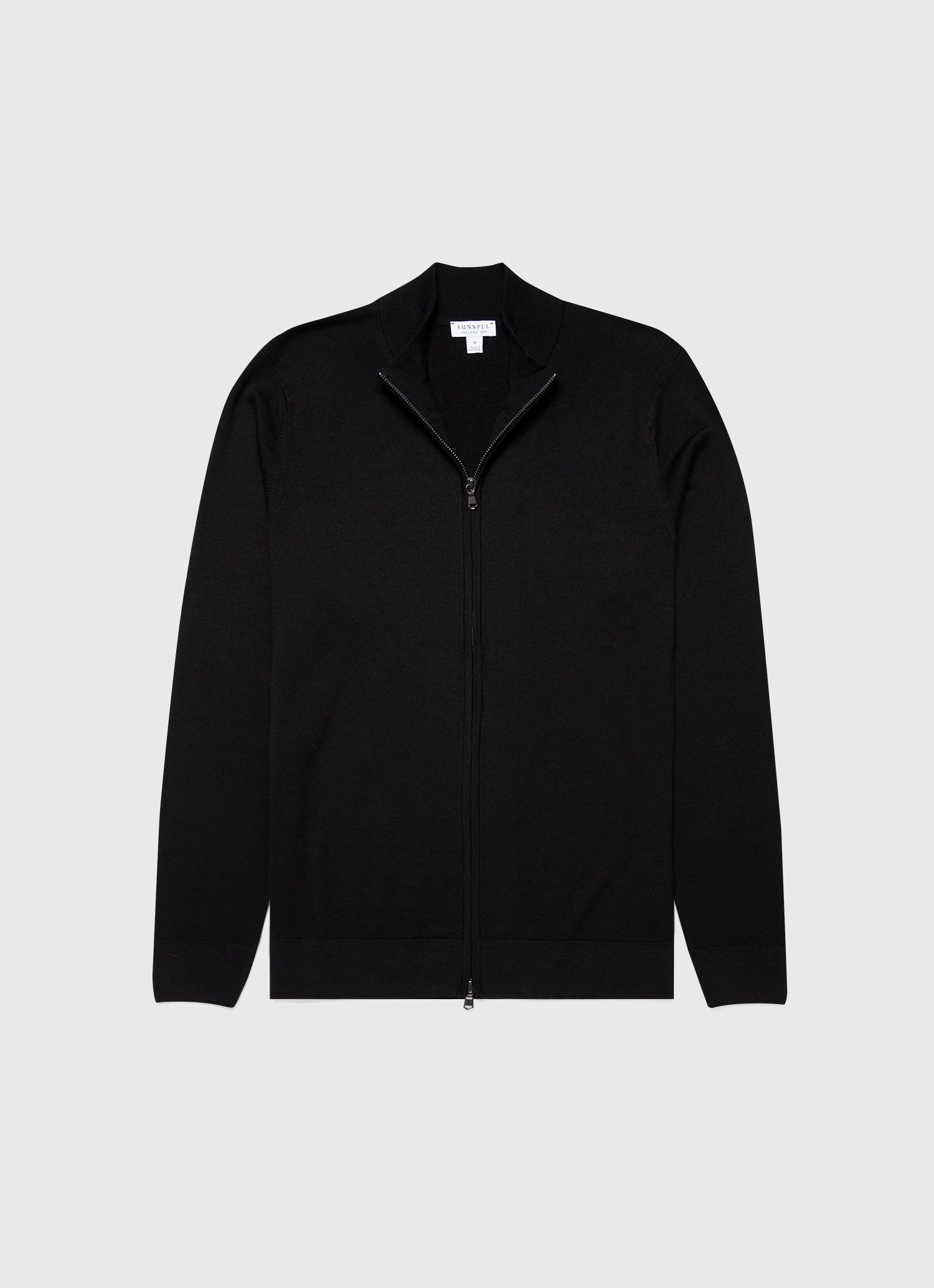 Men's Extra-Fine Merino Zip Cardigan in Black Soft Piece City Casual