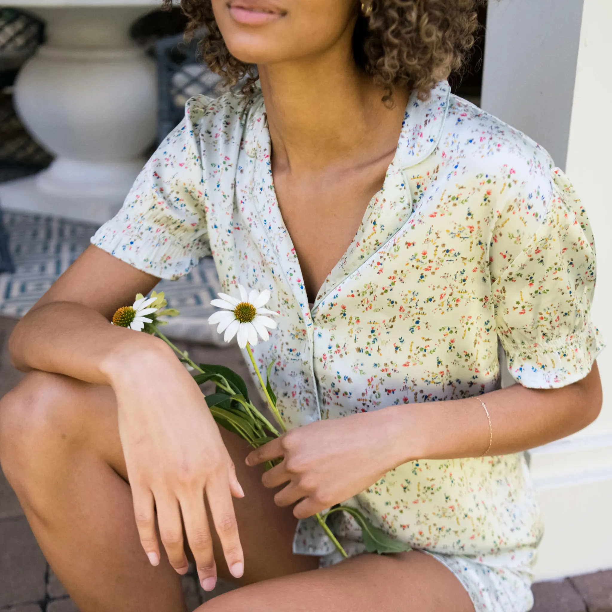 Birdie Satin Short Floral Pajamas