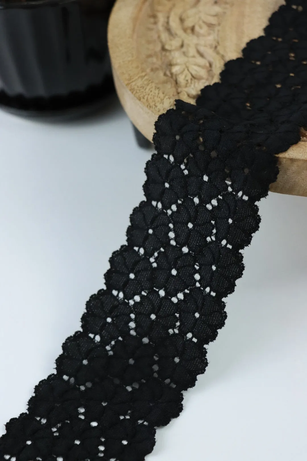 Black 2.5" Wide Stretch Lace