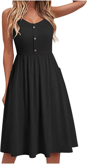 Black A Line Casual Dresses  - Amhomely