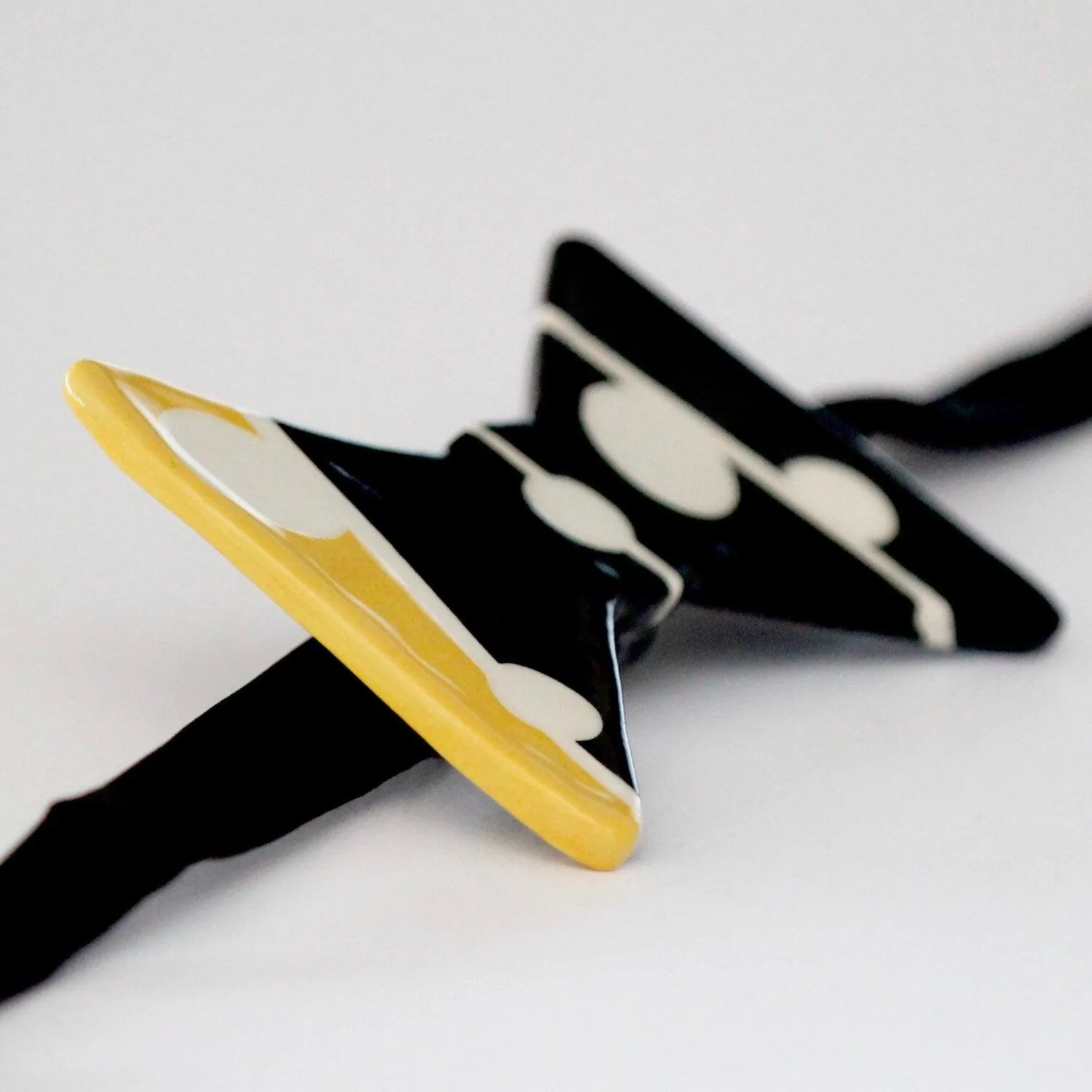 Black Bow Tie, Fathers Day, Mens  Bow Tie Accessories - Handmade Ceramic Bow Tie