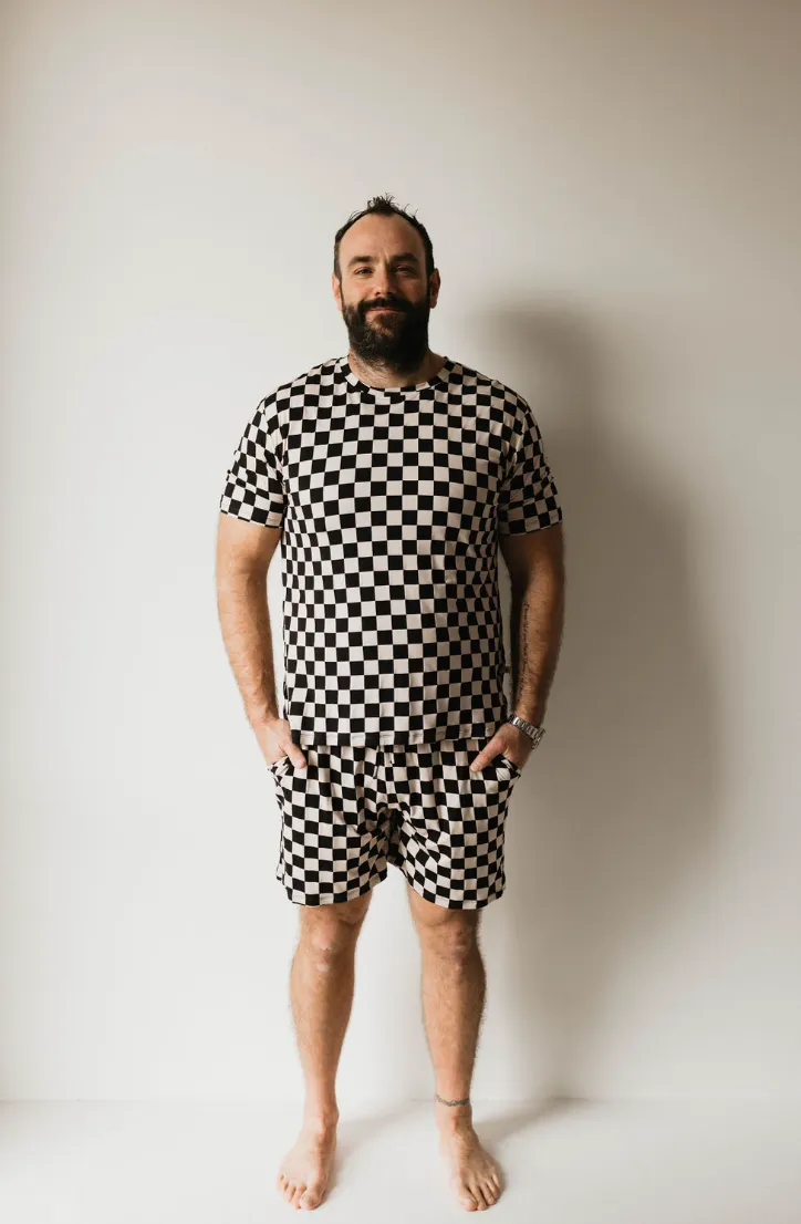 Black Checkerboard | Men's Bamboo Short Pajamas