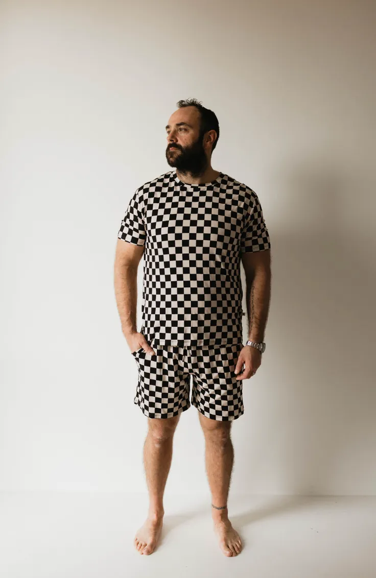 Black Checkerboard | Men's Bamboo Short Pajamas
