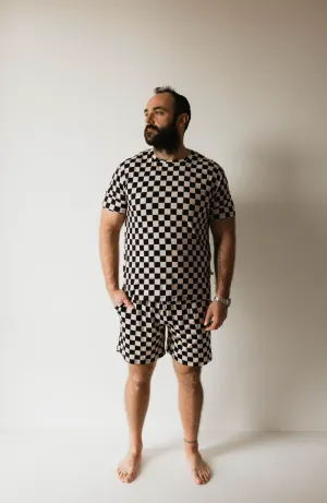 Black Checkerboard | Men's Bamboo Short Pajamas