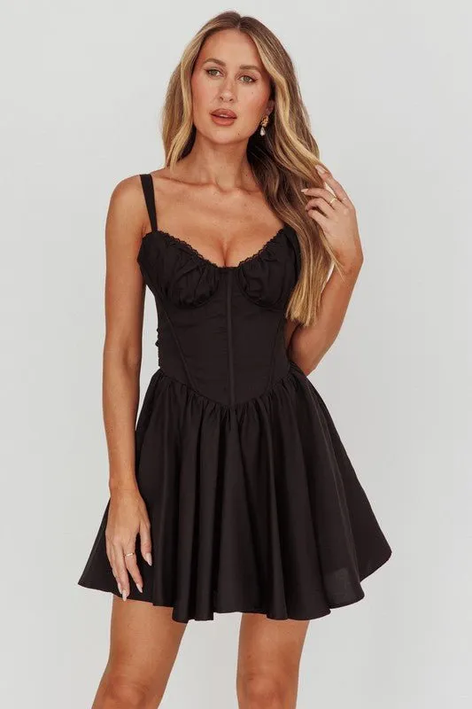 Black Corset Peplum Dress