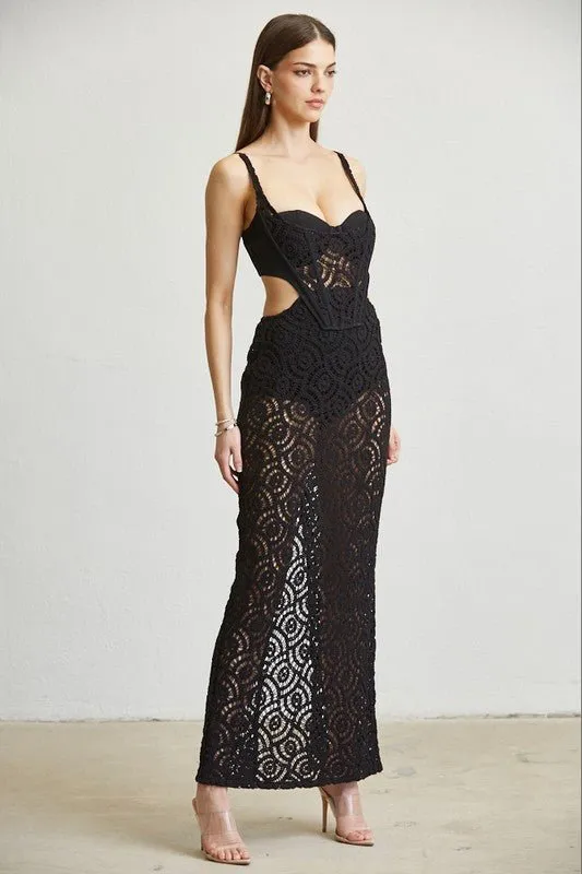 Black Crochet Corset Dress