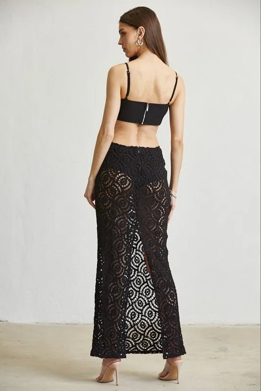 Black Crochet Corset Dress