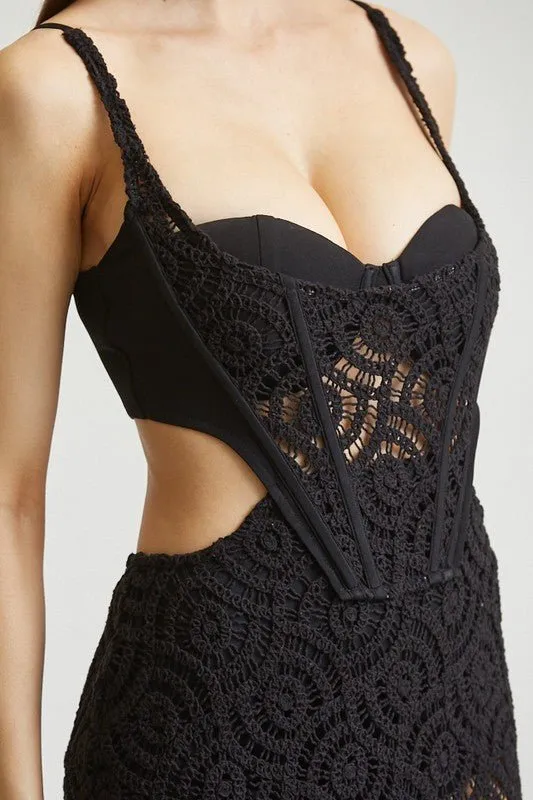 Black Crochet Corset Dress