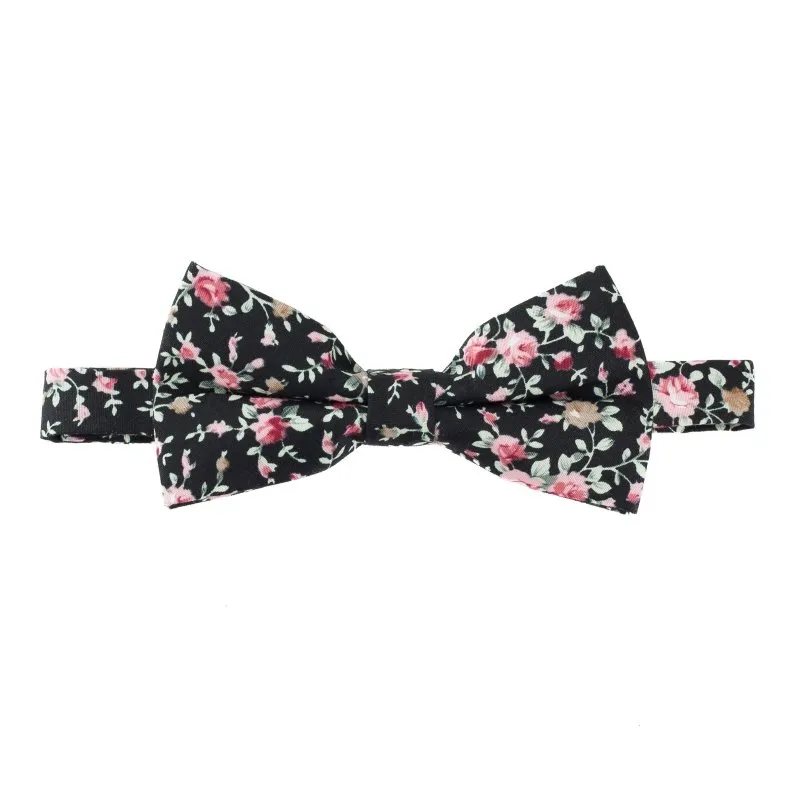 Black Floral Bow Tie