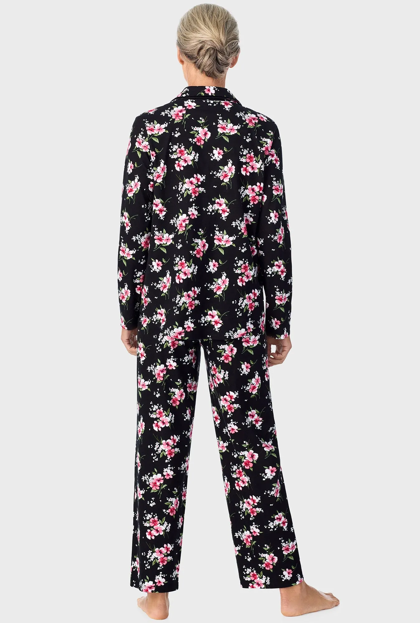 Black Floral Long Sleeve Long Pant PJ Set