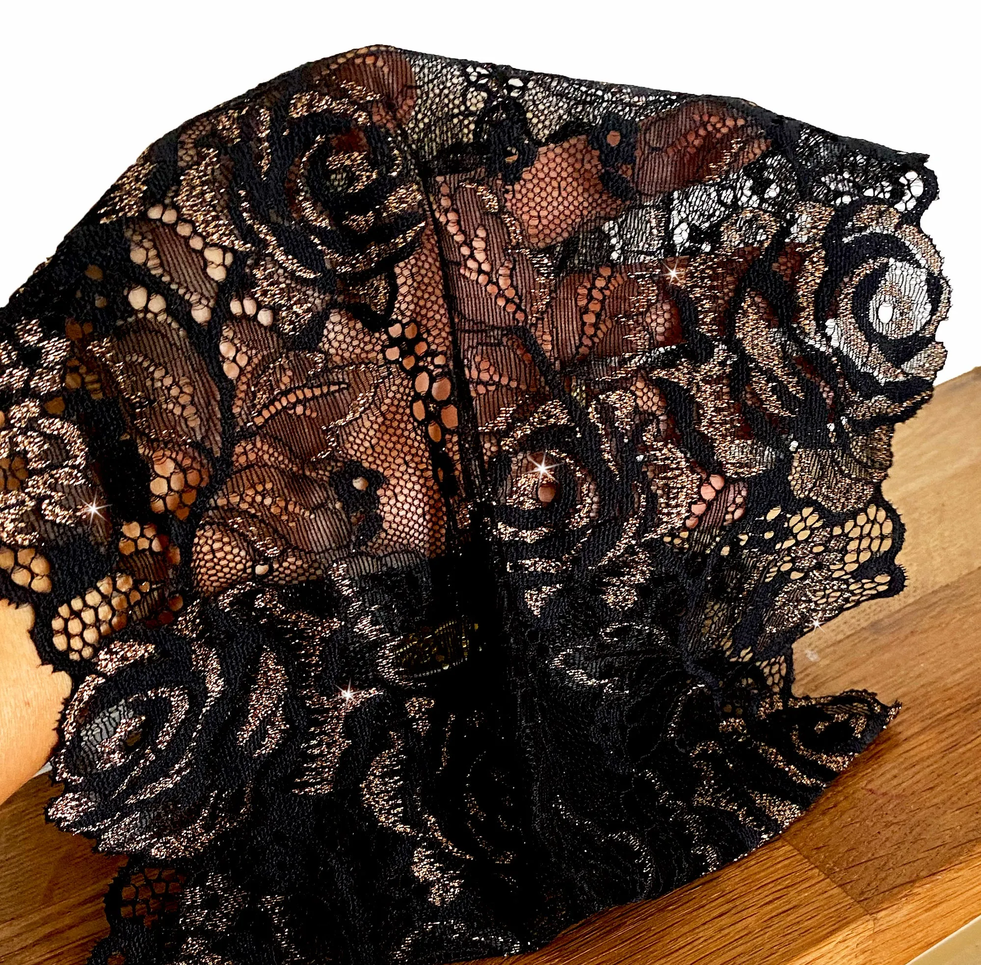 Black gold vintage lace headband