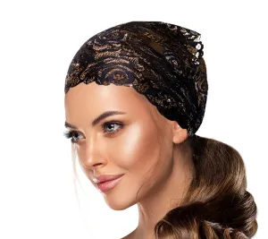 Black gold vintage lace headband