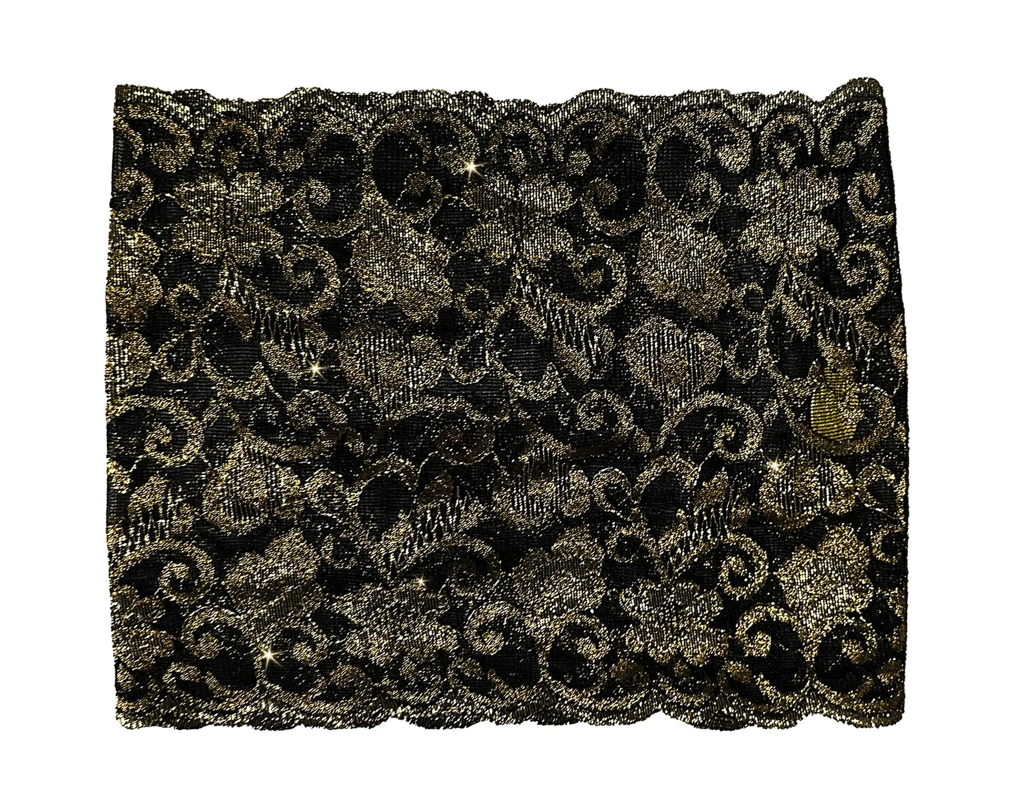 Black lace headband gold floral