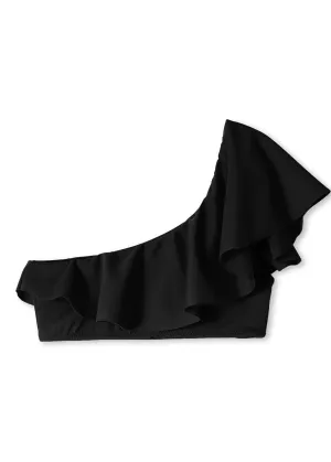 Black One Shoulder Bikini Top
