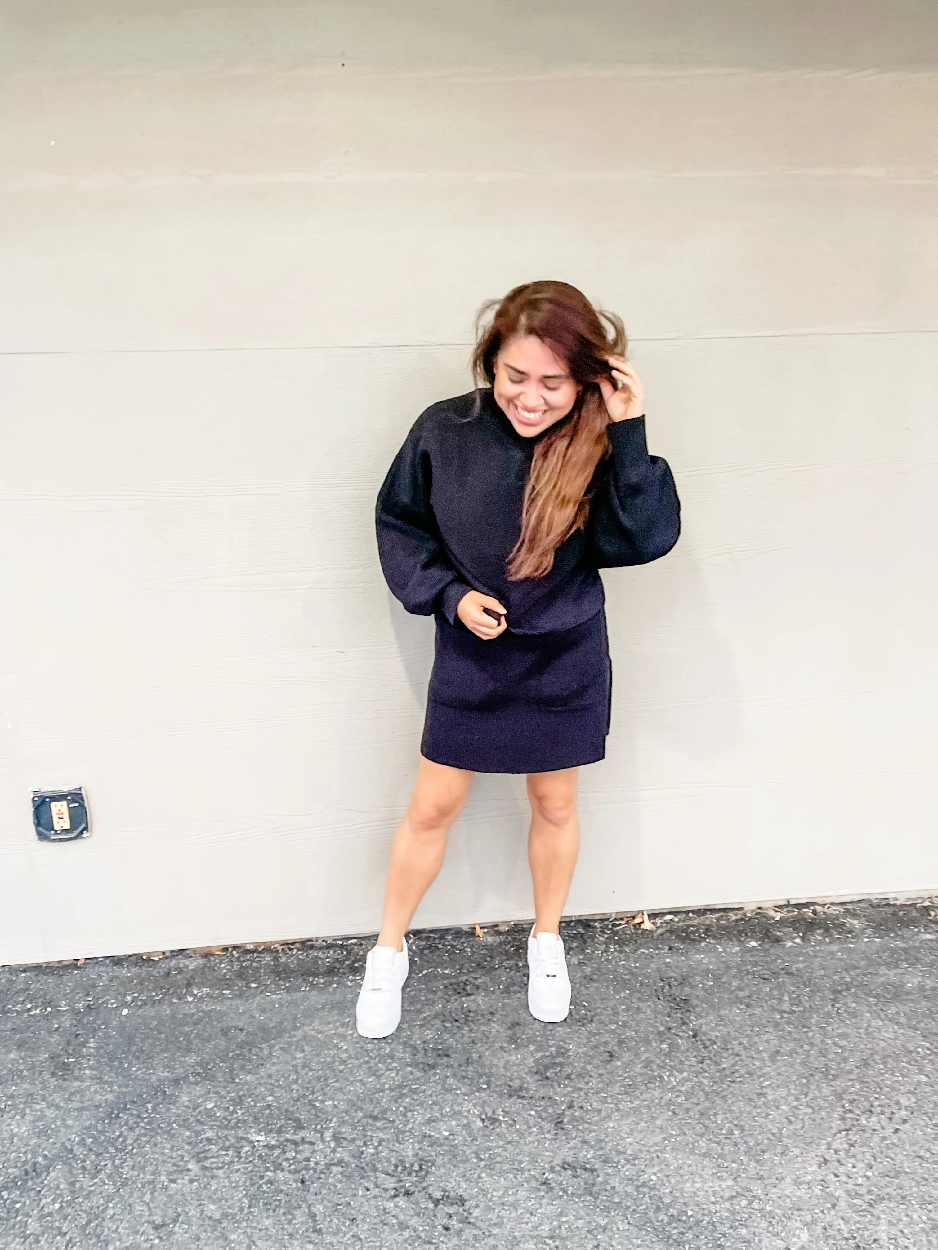 Black Ribbed Knit Mini Skirt
