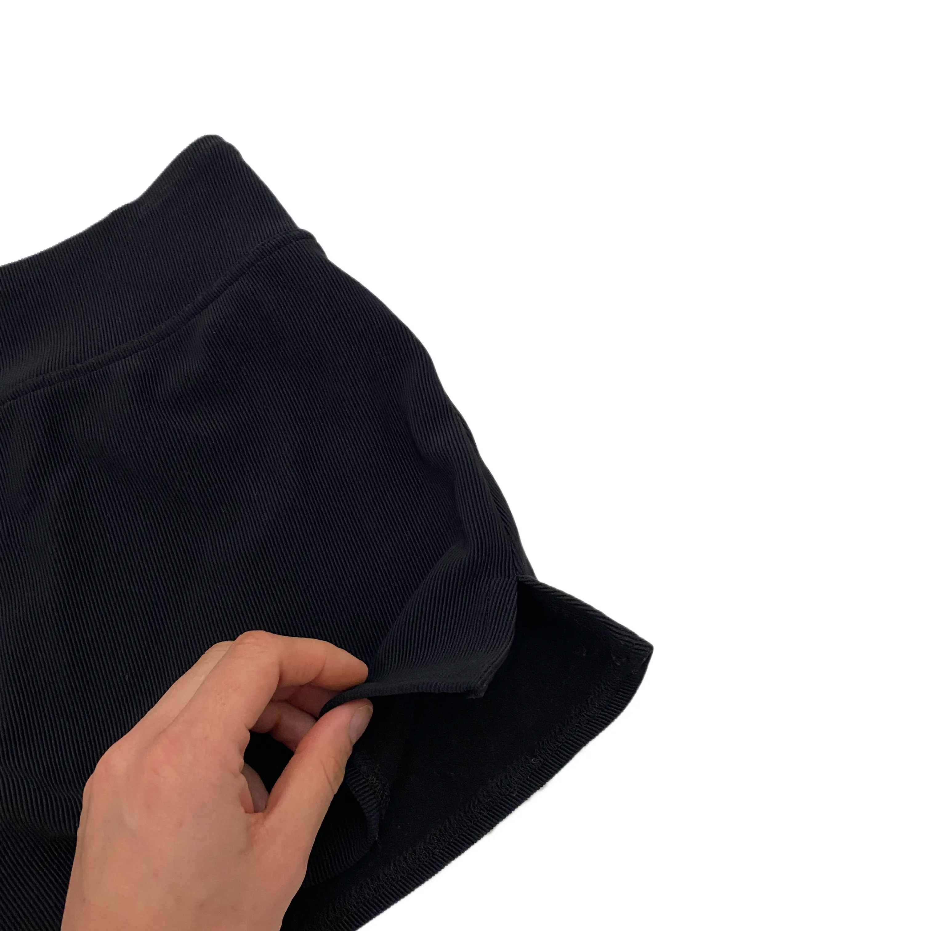 Black Ribbed Mini Skirt (S)
