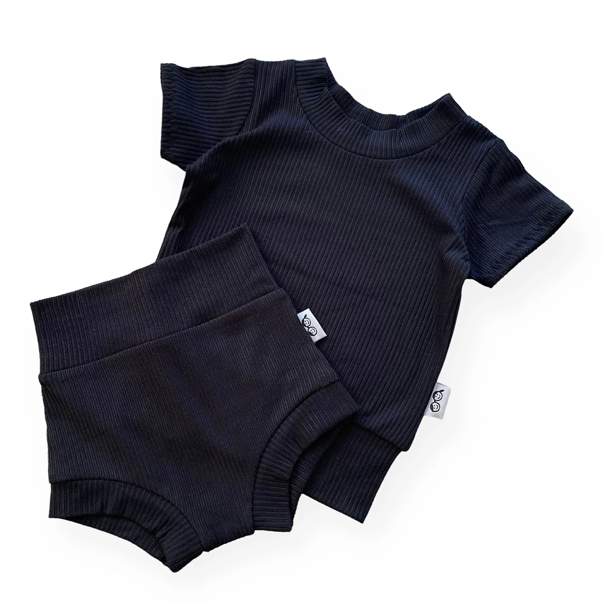 Black Ribbed Summer Lounge Set